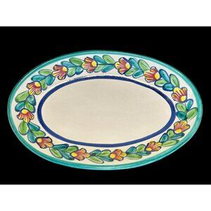 GIOVANNI VIETRI Oval Floral Serving Dish Italy Deruta Italian Pottery Plate Bowl
